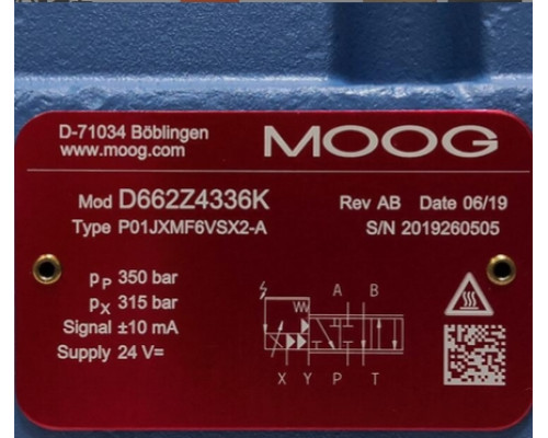 Клапан MOOG D662Z4336K P01JXMF6VSX2-A