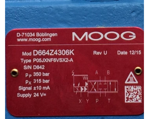 Клапан MOOG D664Z4306K P05JXNF6VSX2-A