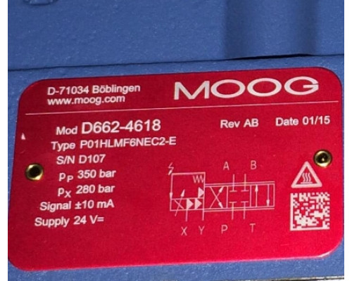 Клапан MOOG D662-4618 P01HLMF6NEC2-E