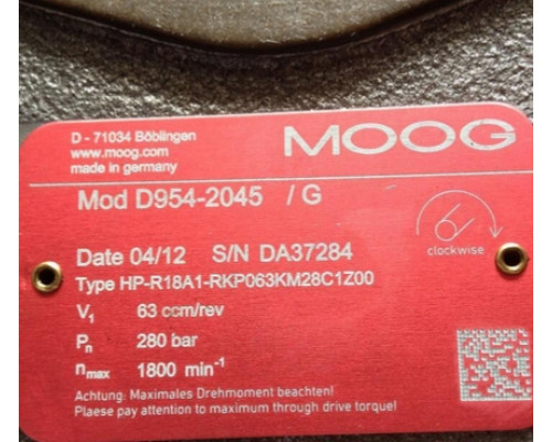 Клапан MOOG D954-2045-10 HP-R18A1-RKP063KM28C1Z00