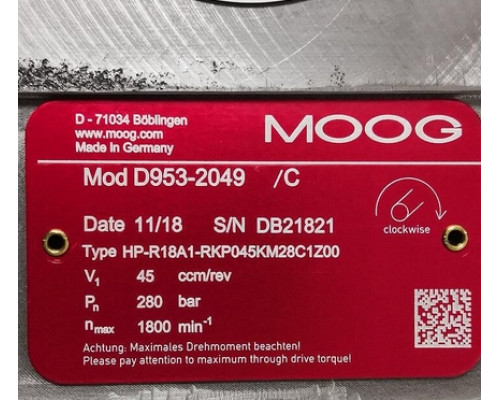 Клапан MOOG D953-2049-10 HP-R18A1-RKP045KM28C1Z00