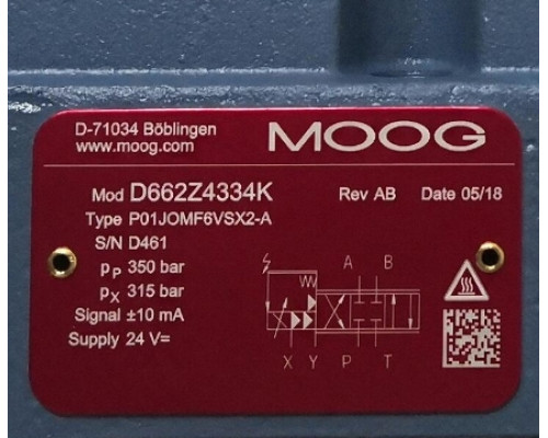 Клапан MOOG D662Z4334K P01JOMF6VSX2-A