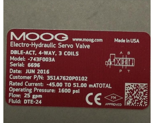 Клапан MOOG -743F003A S09FOFF5VCV