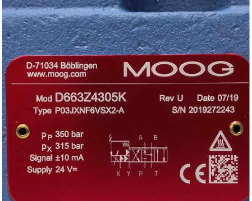 Клапан MOOG D663Z4305K P03JXNF6VSX2-A