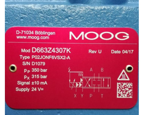 Клапан MOOG D663Z4307K P02JONF6VSX2-A