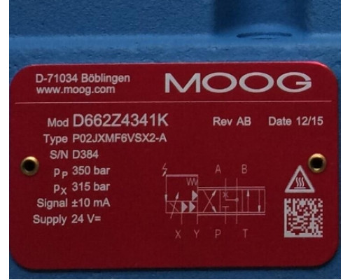 Клапан MOOG D662Z4341K P02JXMF6VSX2-A