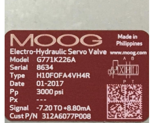 Клапан MOOG G771K226A H10FOFA4VH4R
