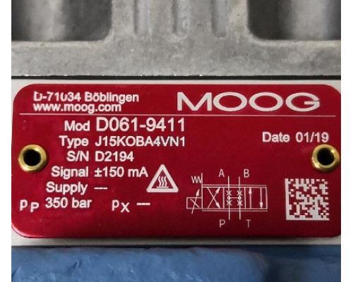 Клапан MOOG D061-9411 J15KOBA4VN1