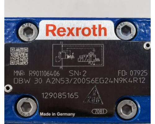 Гидравлический клапан Rexroth Bosch R901106406 DBW 30 A2N5X/200S6EG24N9K4R12