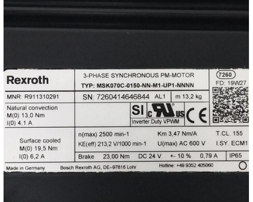 Контроллер Rexroth Bosch R911310291 MSK070C-0150-NN-M1-UP1-NNNN